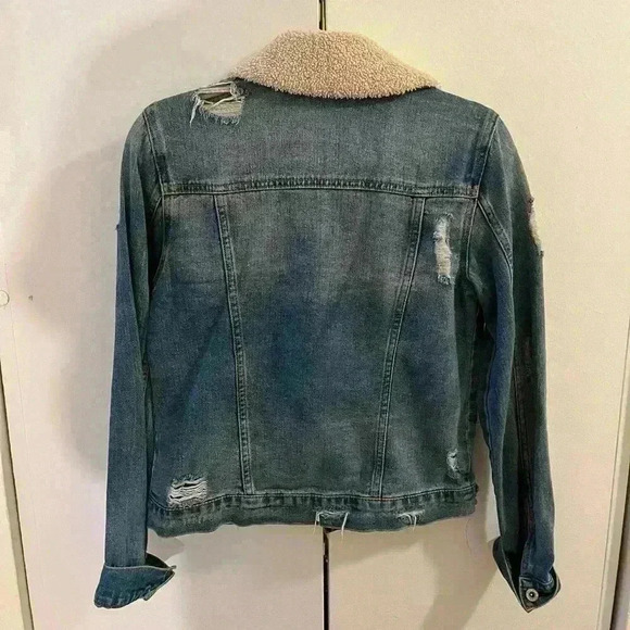 Jessica Simpson Womens Distressed Jean Jacket blue XS - Picture 6 of 6